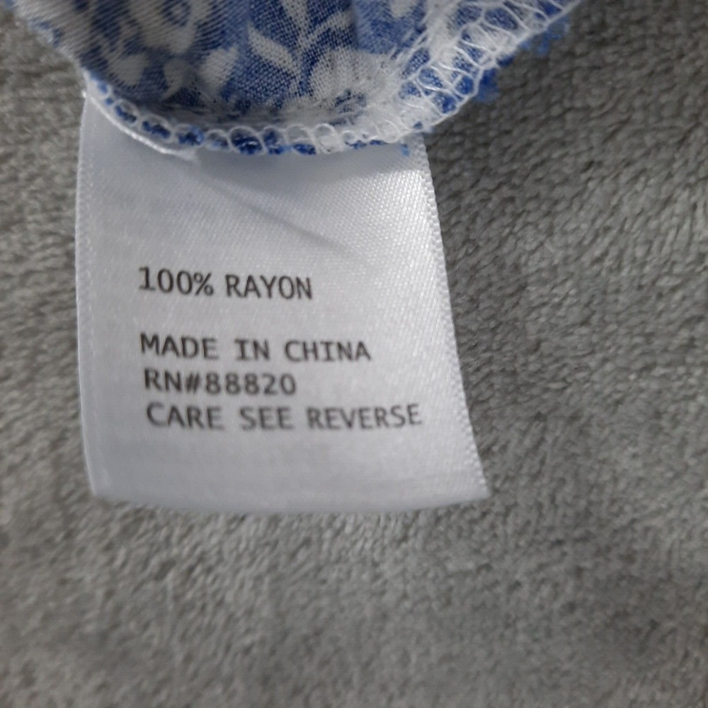 Cynthia Rowley Top Womens 2X Blue White Floral Popover Peasant Coastal Cottage - Picture 10 of 14